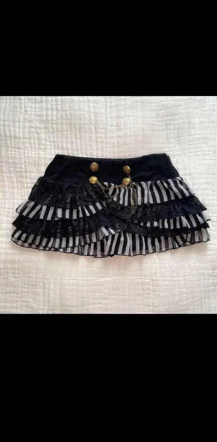 일본빈티지 스트라이프줄무늬 금장 큐롯 오네가루 고스펑크 리즈리사 트랄라라 상품이미지1