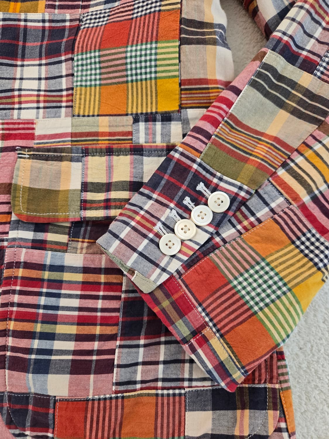 폴로 랄프로렌 패치워크 체크 블레이저 XL 상품이미지5