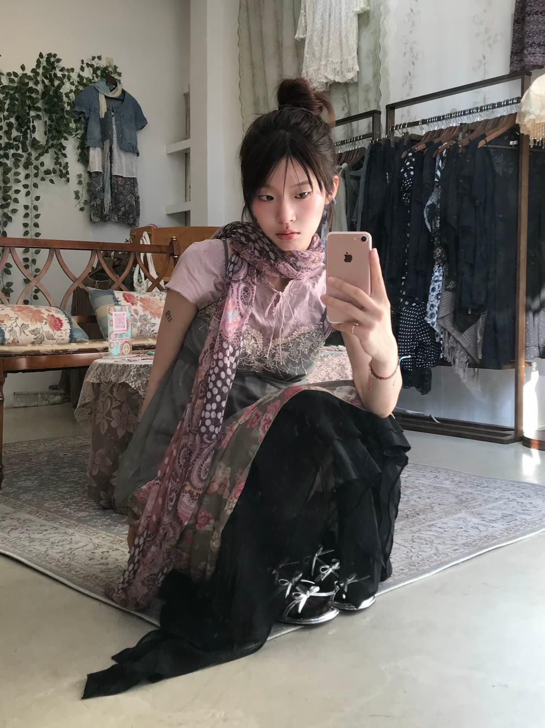빈티지 뮤트 멀멀 쉬어 레이어드 코디 세트 상품이미지1