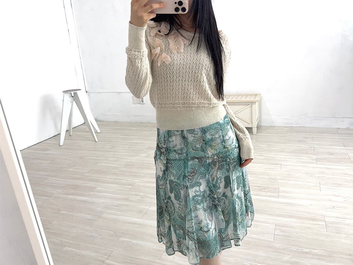 Jade Paisley Oriental Midi Skirt 상품이미지2
