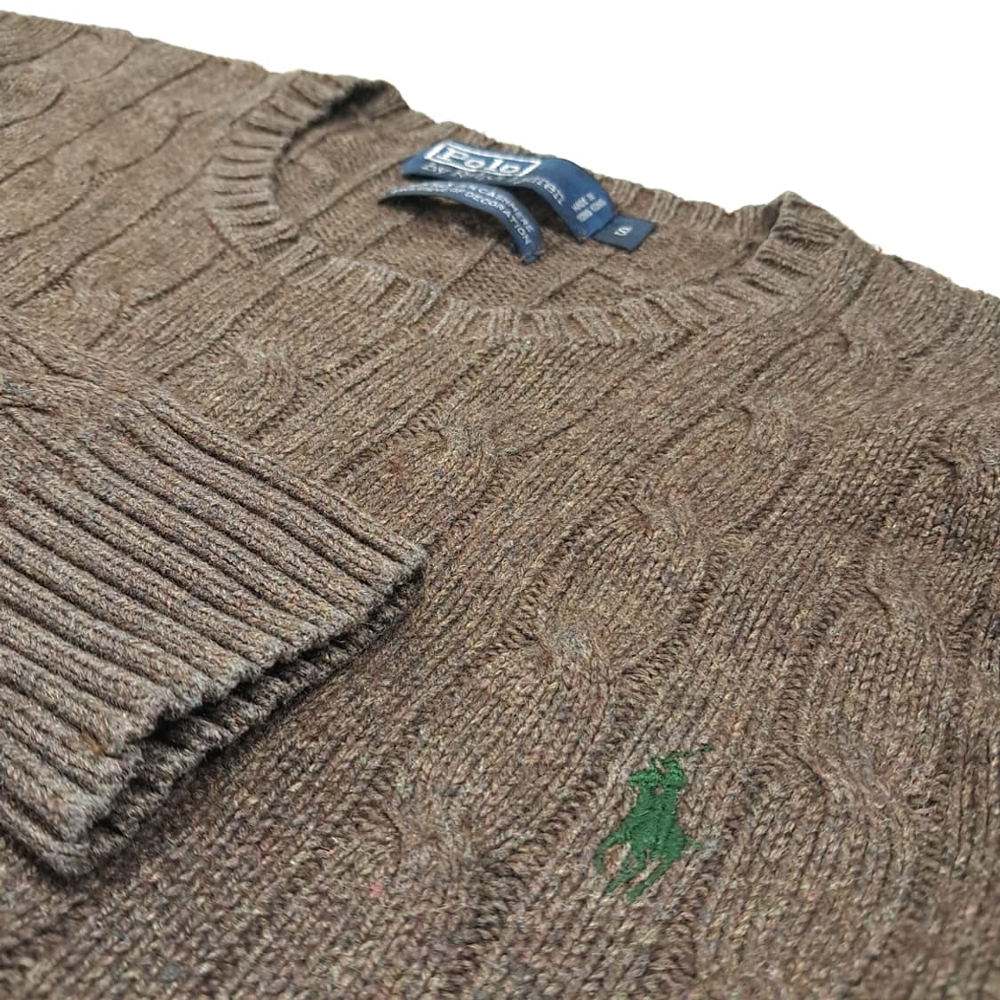 CL826 S 폴로 90s 홍콩판 실크캐시미어 케이블 브라운 니트 스웨 상품이미지4