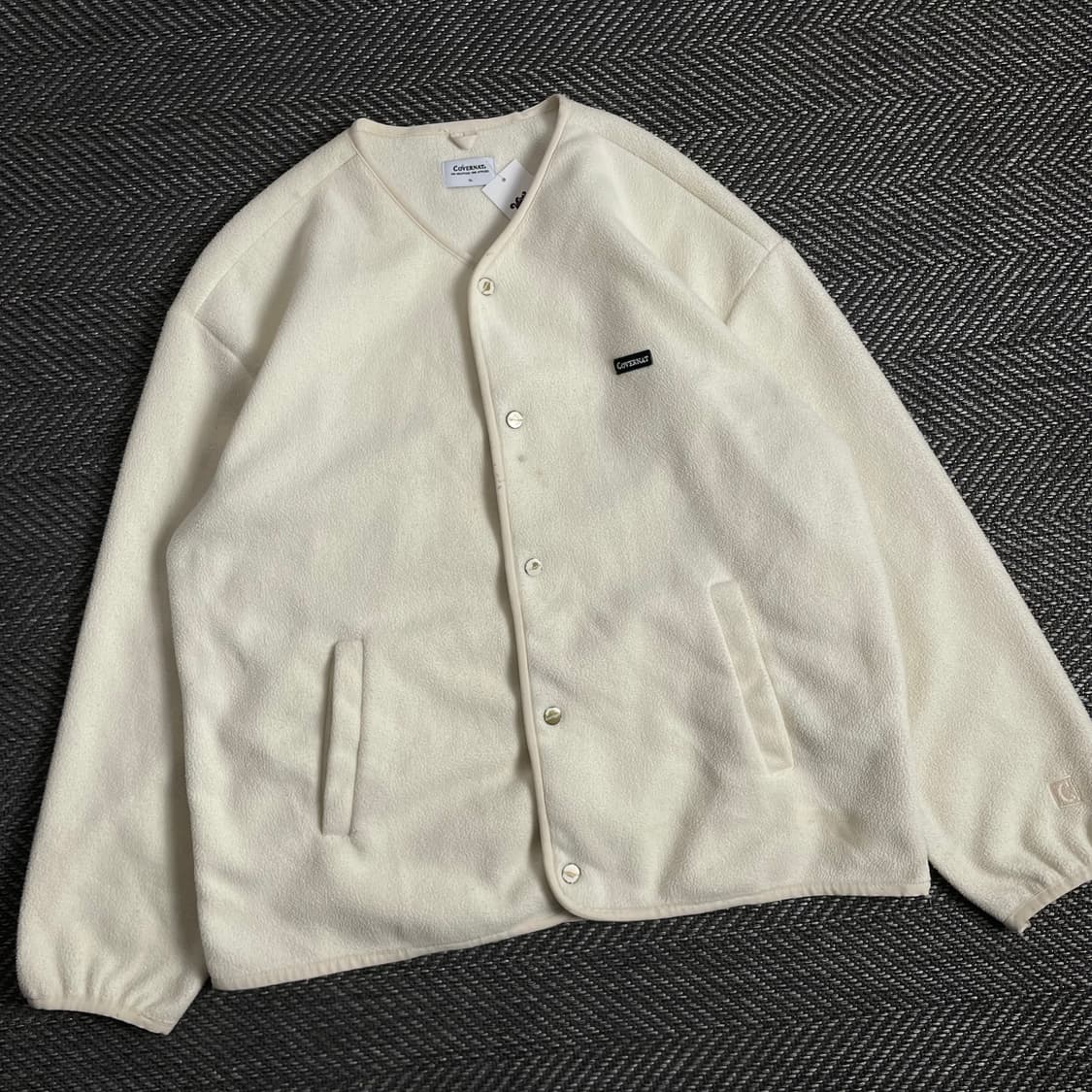 커버낫 미니멀 후리스 가디건 아이보리y 2898 상품이미지1