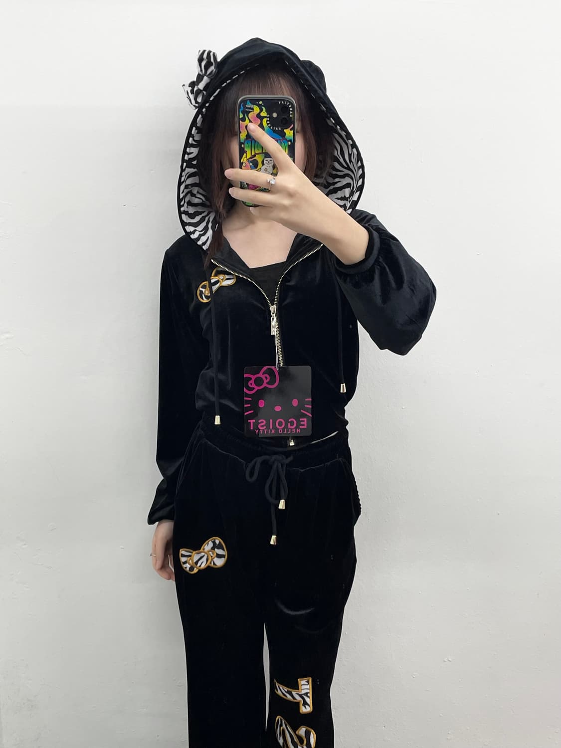 헬로키티x에고이스트 콜라보 갸루 벨로아 셋업 상품이미지3