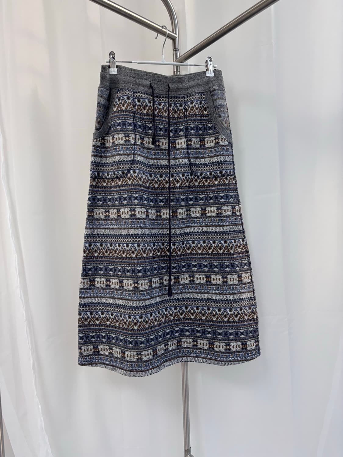 빈티지 노르딕 패턴 롱 스커트 상품이미지1