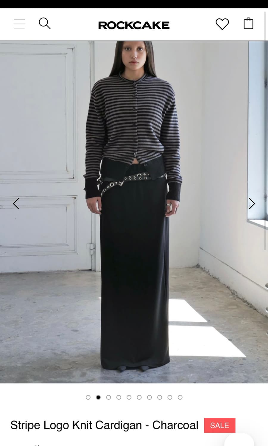 락케이크 스트라이프 가디건 차콜 s 상품이미지2