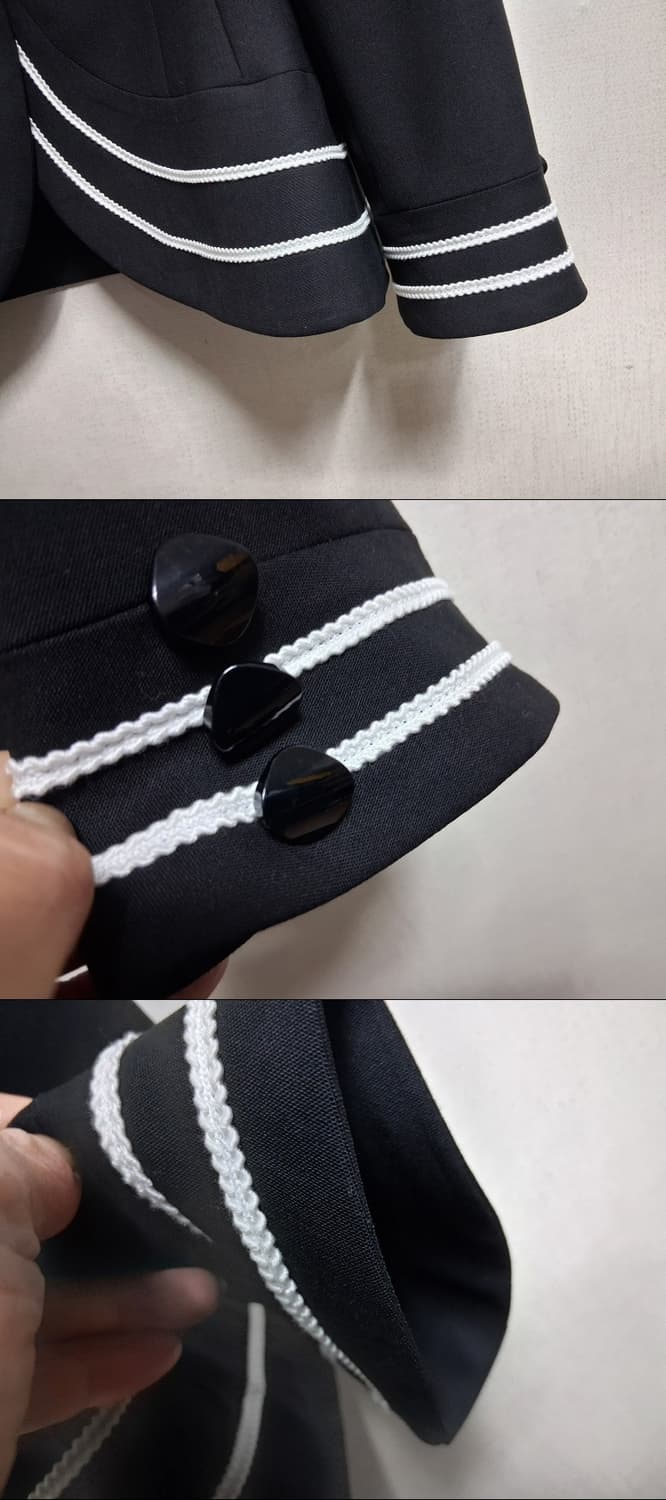 일본빈티지 VELLA 화이트라인카라 춘추 검정숏쟈켓 이쁜실루엣 66일본산 상품이미지5