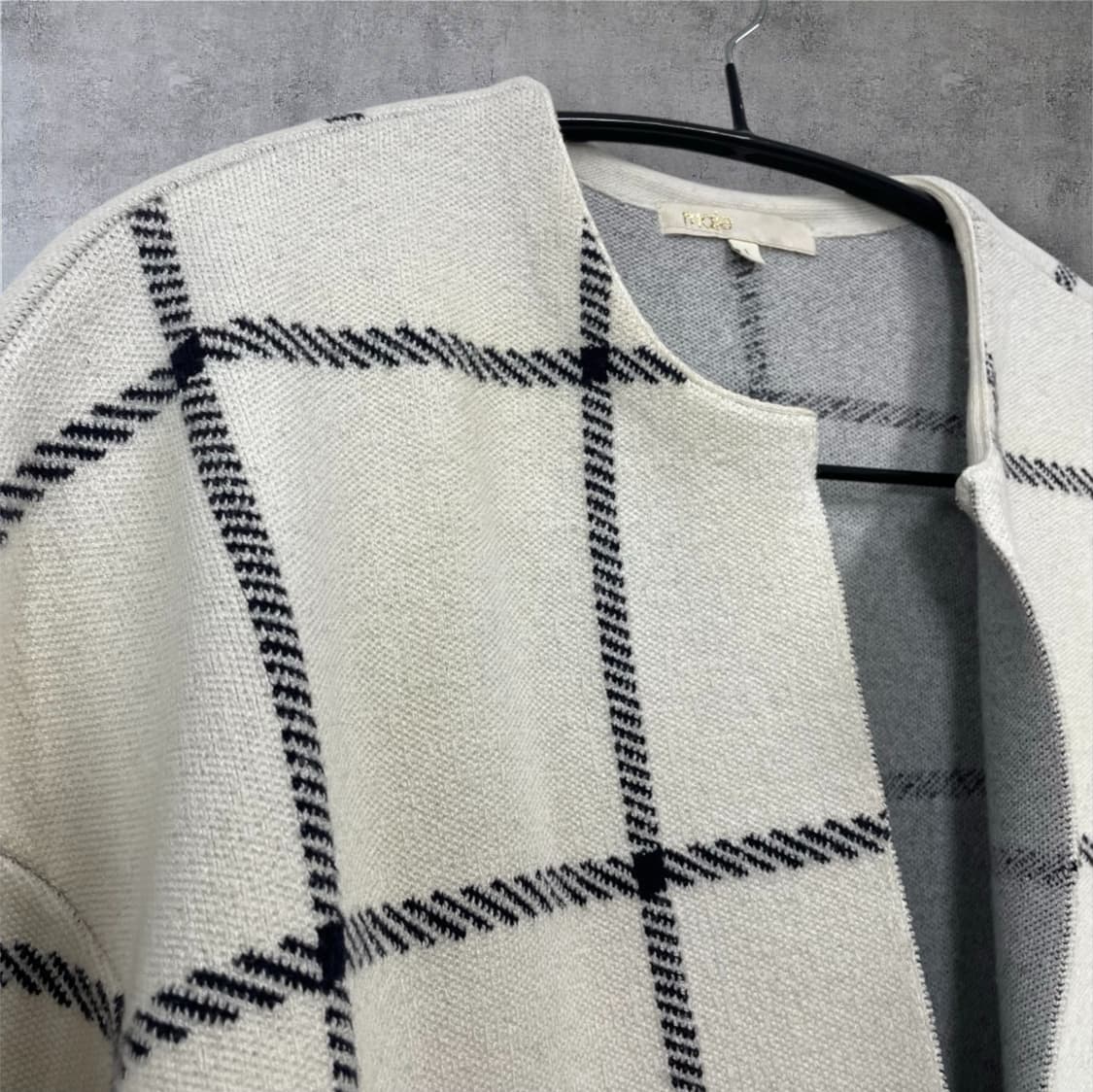 마쥬 Maje 아이보리 윈도우 체크 크롭 니트 자켓 오픈 가디건 1 상품이미지6