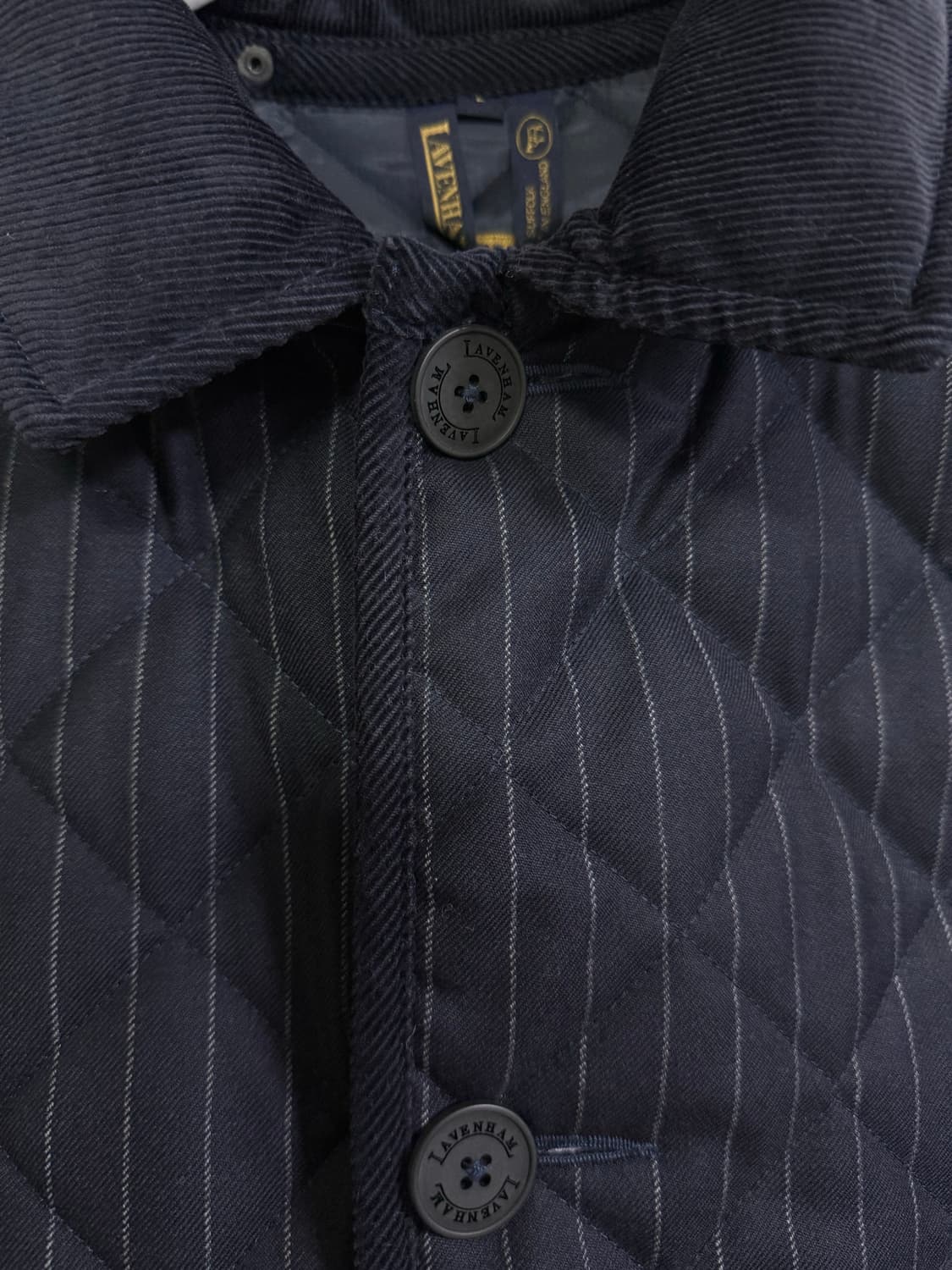 라벤헴 스트라이프 울 퀼팅 자켓 네이비 (lavenham) 상품이미지2