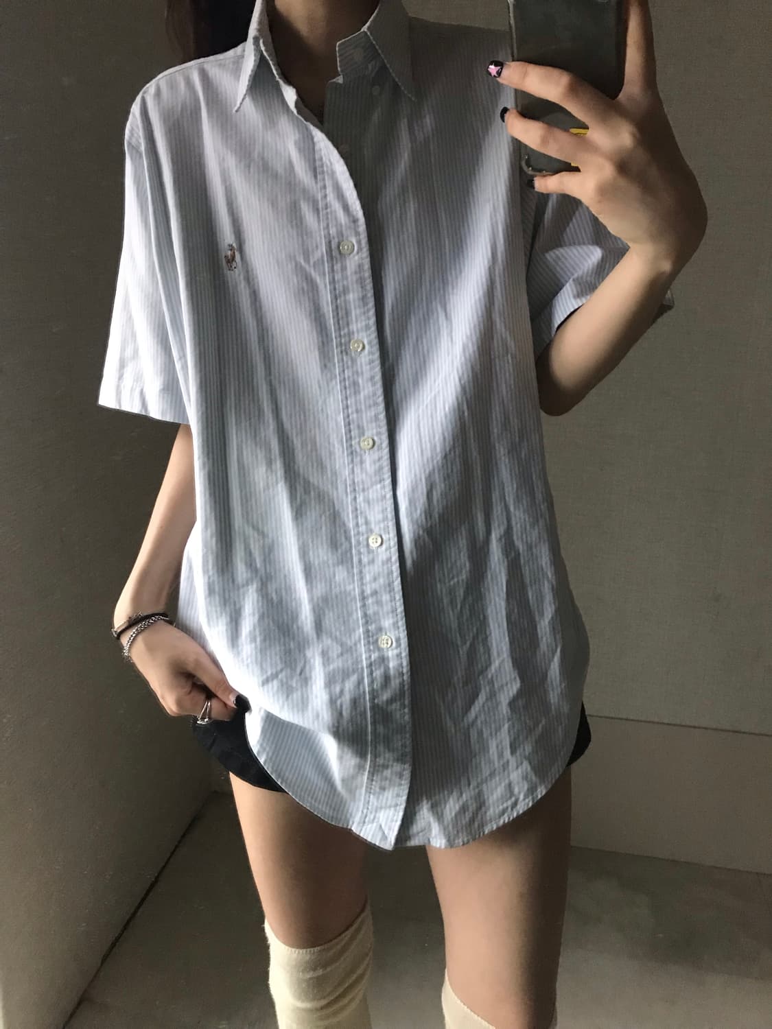 폴로 연하늘 반팔 셔츠 상품이미지5
