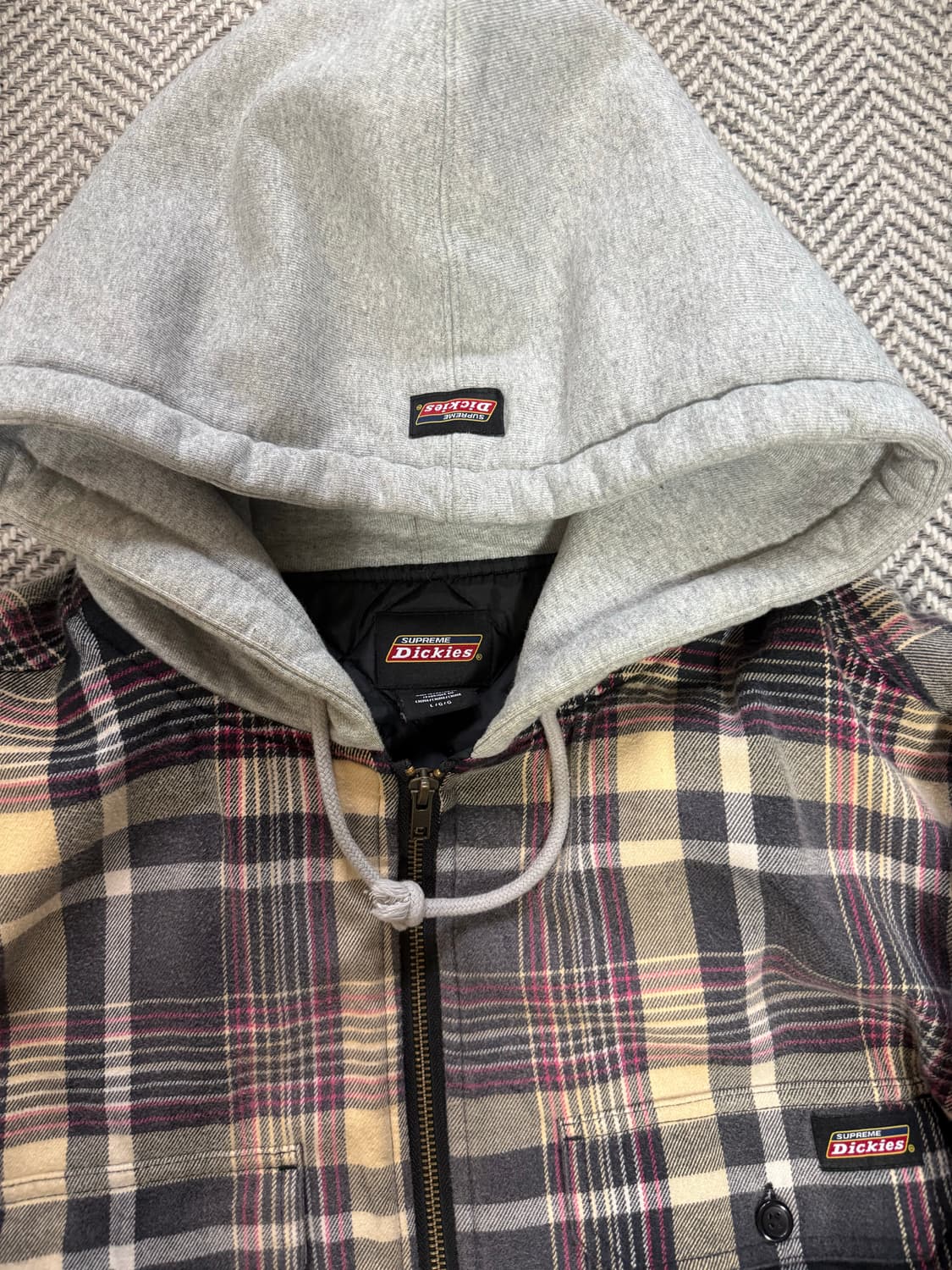 슈프림x디키즈 플레이드 후드집업 (L) 상품이미지3