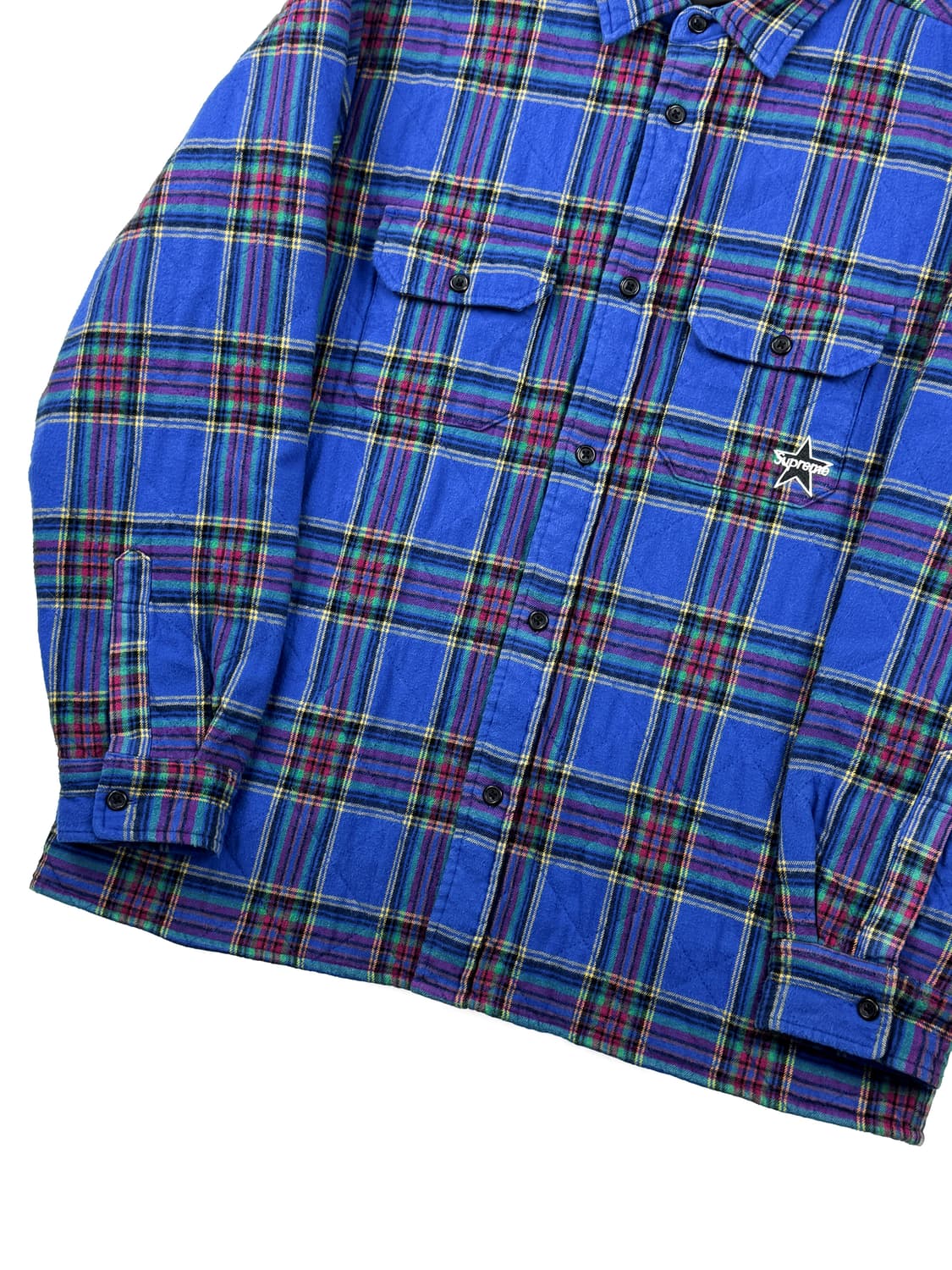 슈프림 퀼티드 플래드 플란넬 셔츠 더스티 로얄 상품이미지4