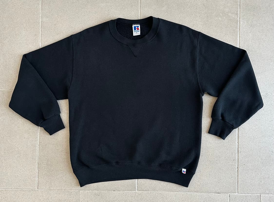 90s 빈티지 러셀 스웻셔츠 블랙 L USA 상품이미지1