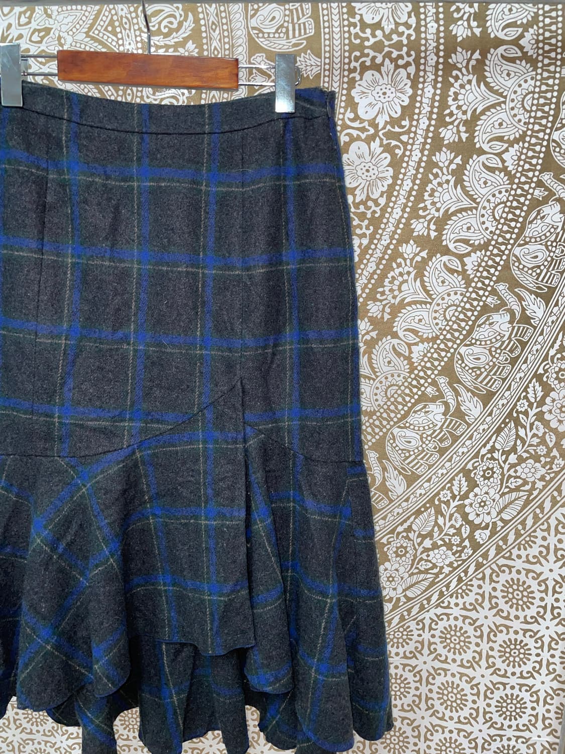 빈티지 여성 체크 모직 프릴스커트  상품이미지4