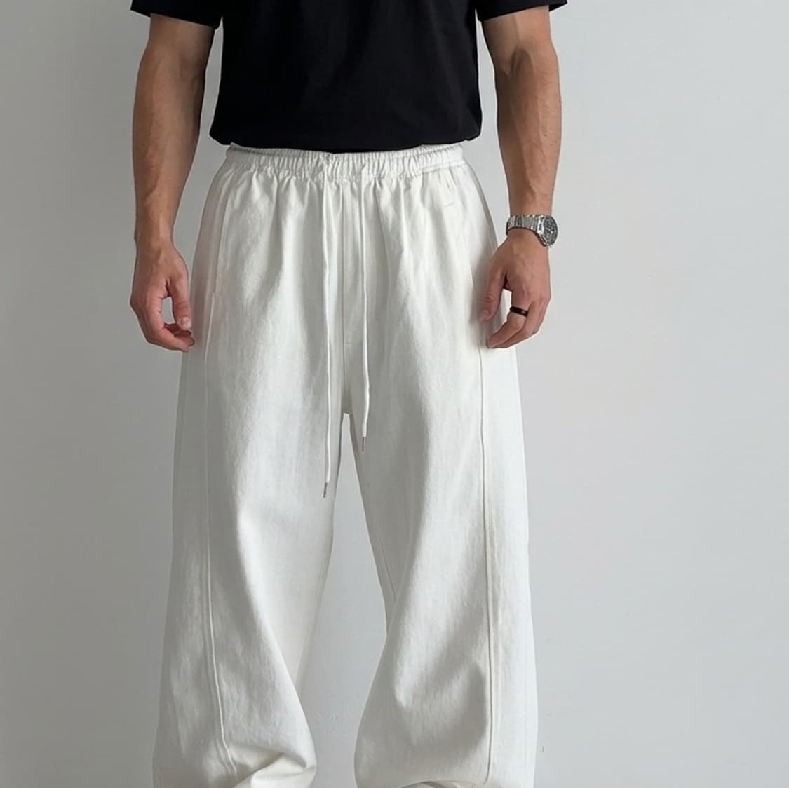 L-XL/새옷/남여 와이드면팬츠/화이트/2-영314/ 상품이미지3