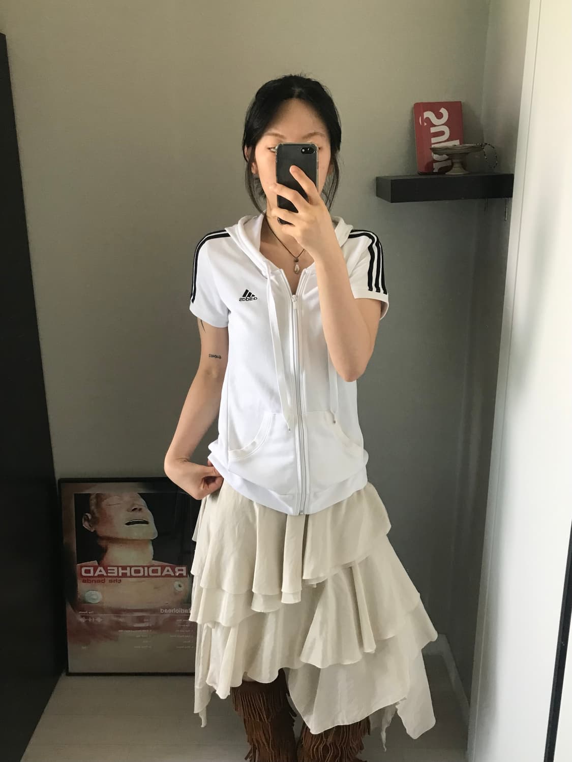 아디다스 올드스쿨 삼선로고 사이드라인 반팔 후드집업 상품이미지3