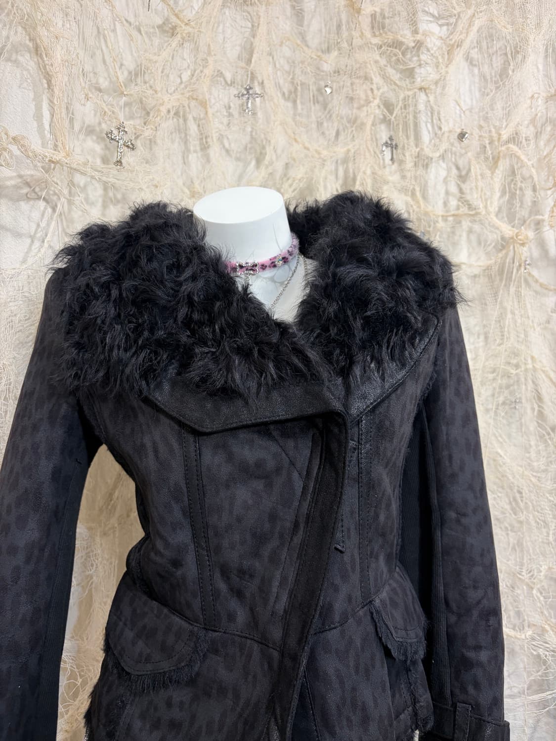 Onegyaru Y2K Leopard fur jacket  상품이미지7