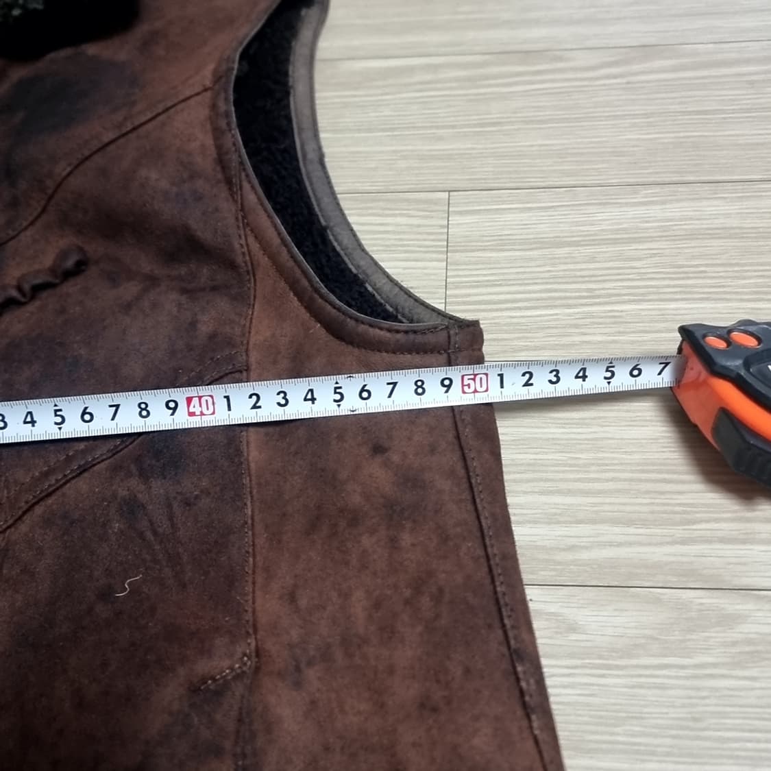 빈티지 무스탕 양털 조끼 브라운(95-100) 상품이미지8