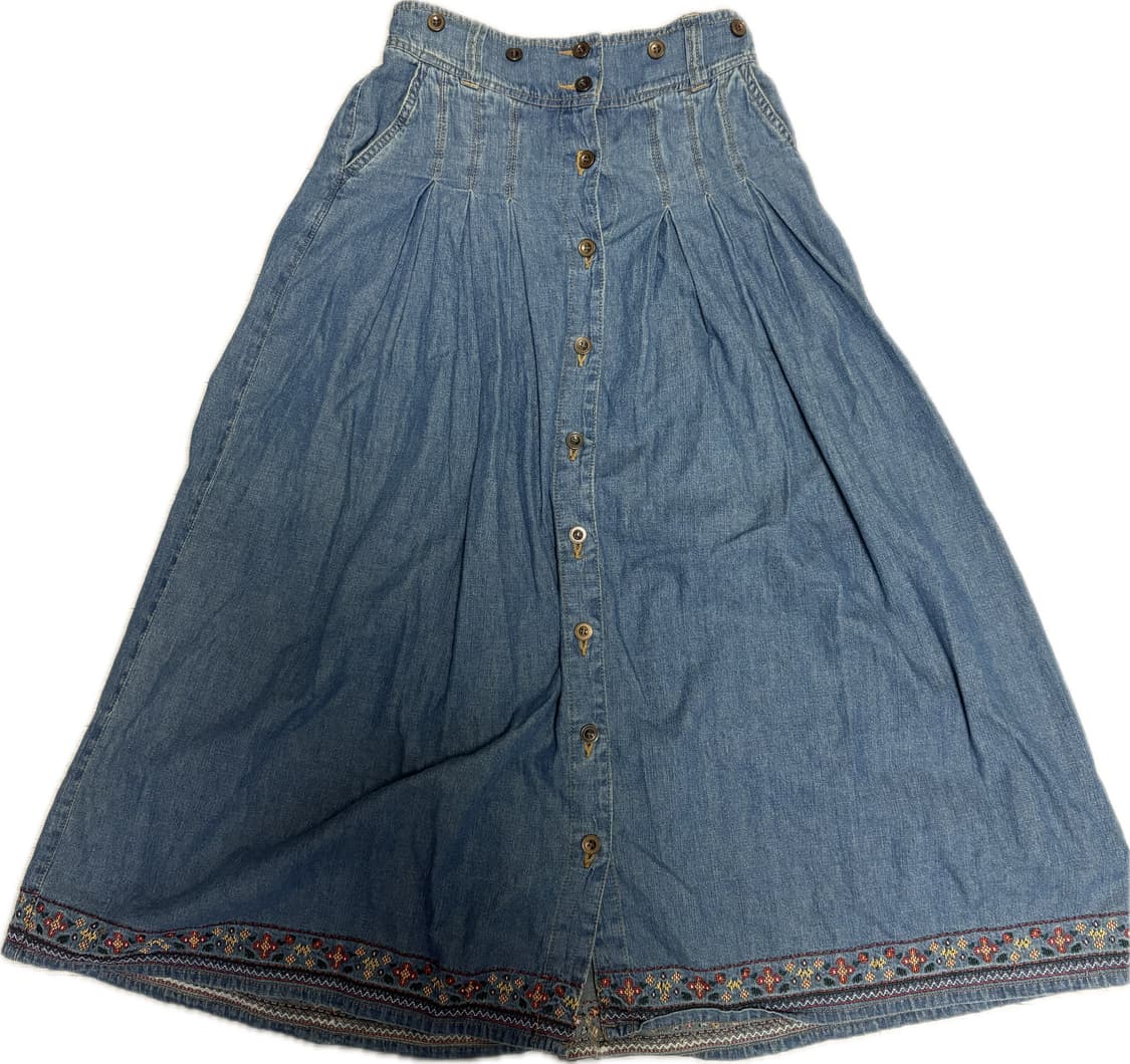 빈티지 모리걸 히피 데님 롱스커트 상품이미지1