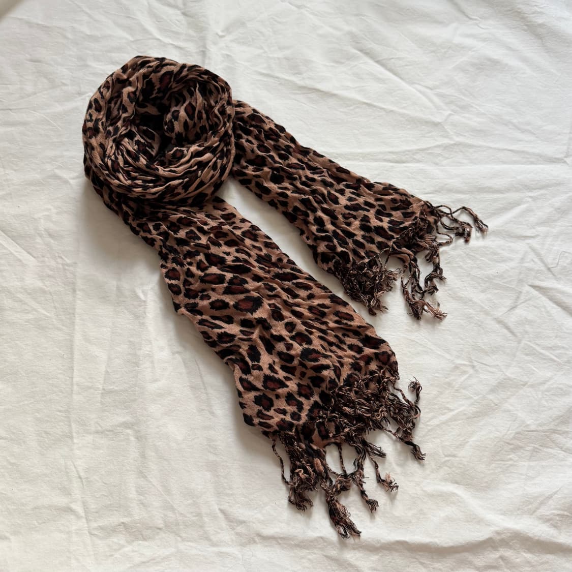 갸루 펑크 태슬 셔링 태슬 레오파드 호피 스카프 머플러 상품이미지1