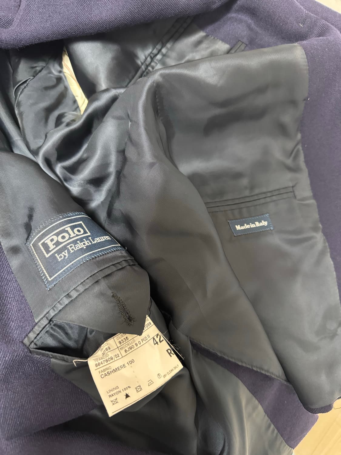 폴로 랄프로렌 캐시미어 100 네이비 블레이저 자켓 42R 상품이미지5