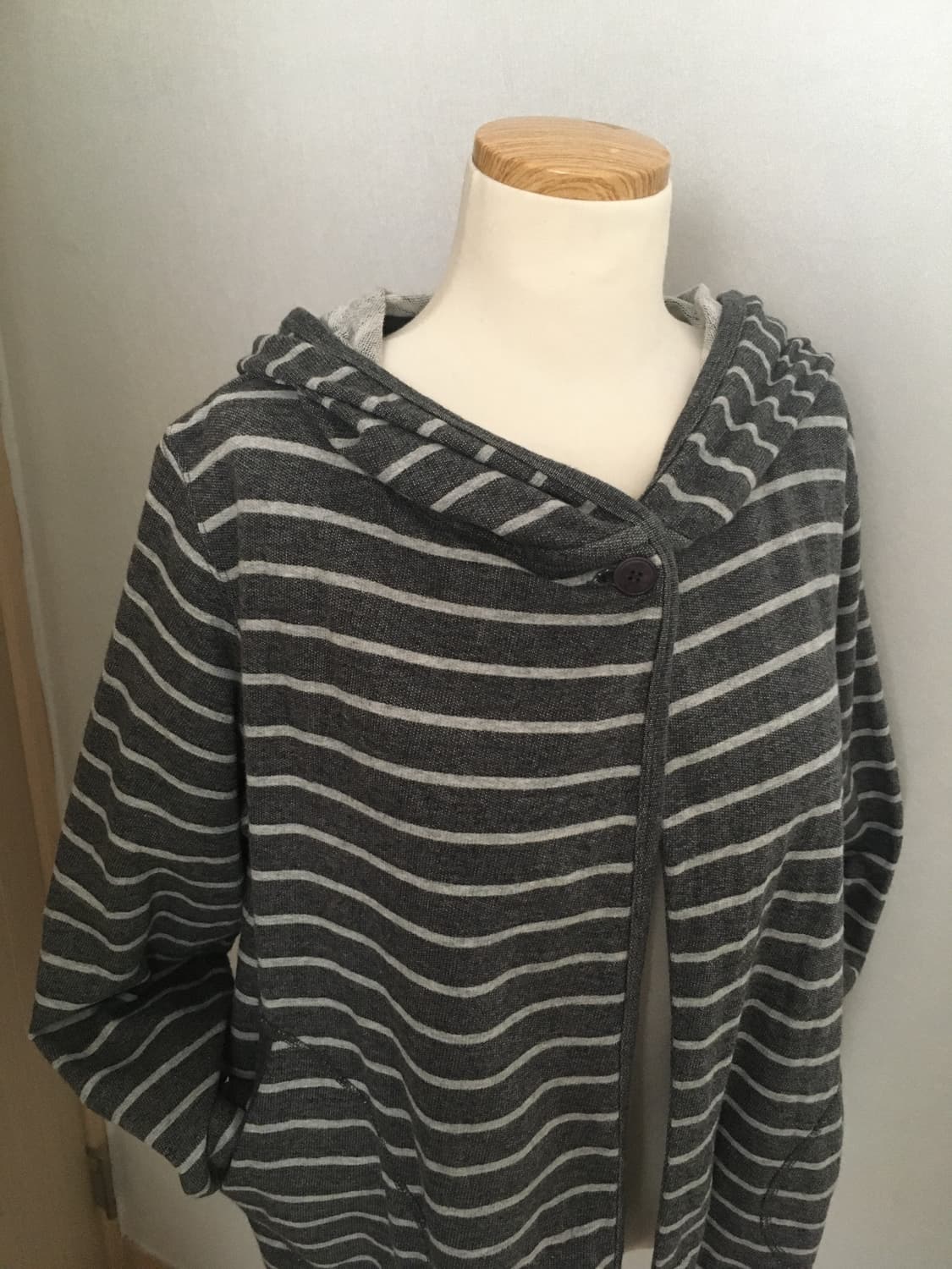 일본빈티지 하구미 바선생핏 너드 줄무늬 후드집업 모리걸 스즈코 단가라 상품이미지4