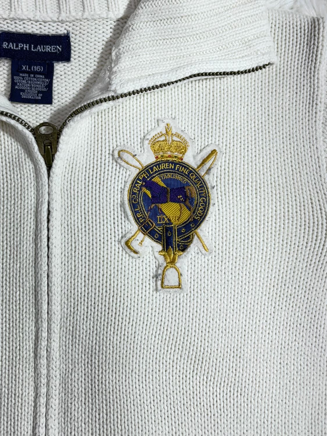 폴로 랄프로렌 딱붙핏 패치로고 화이트 니트집업  상품이미지6