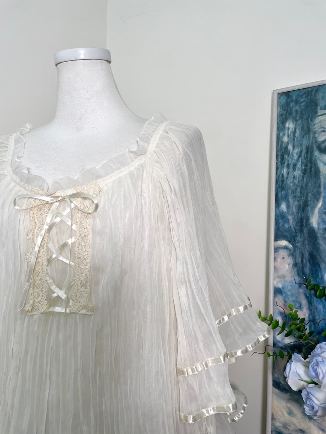 SNIDEL ivory crease lace-up cape blouse 상품이미지7