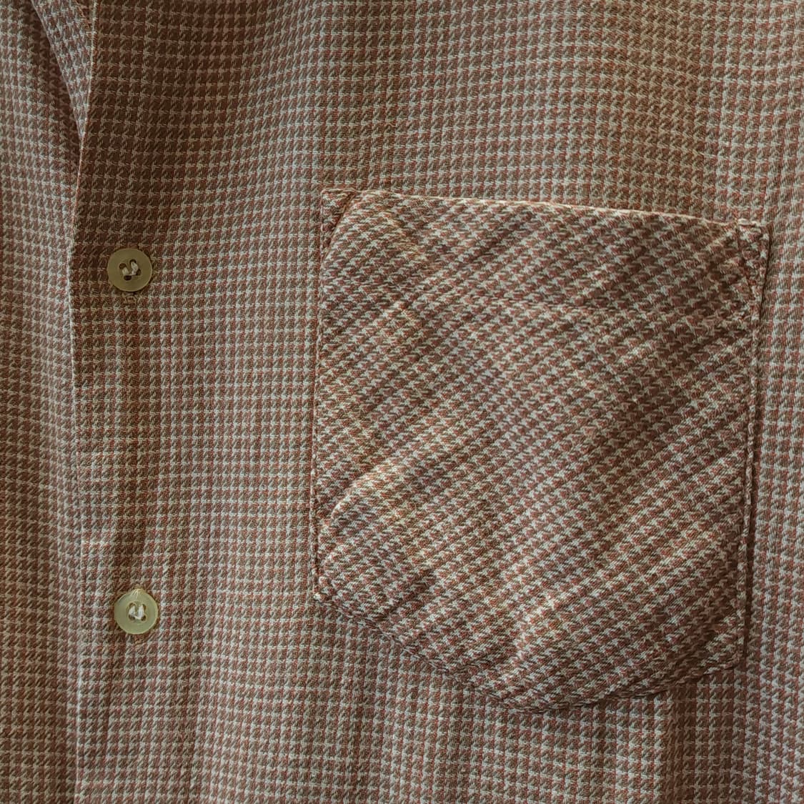 60s 프랑스 워크셔츠 가드너 빈티지 셔츠 잔체크 롱 튜닉 셔츠 L 상품이미지7