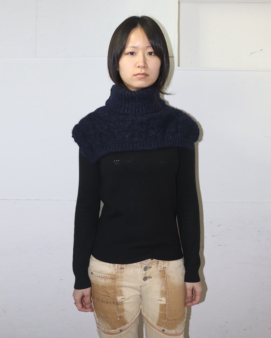 비비안 웨스트우드 앵글로매니아 니트 넥워머 네이비 상품이미지1