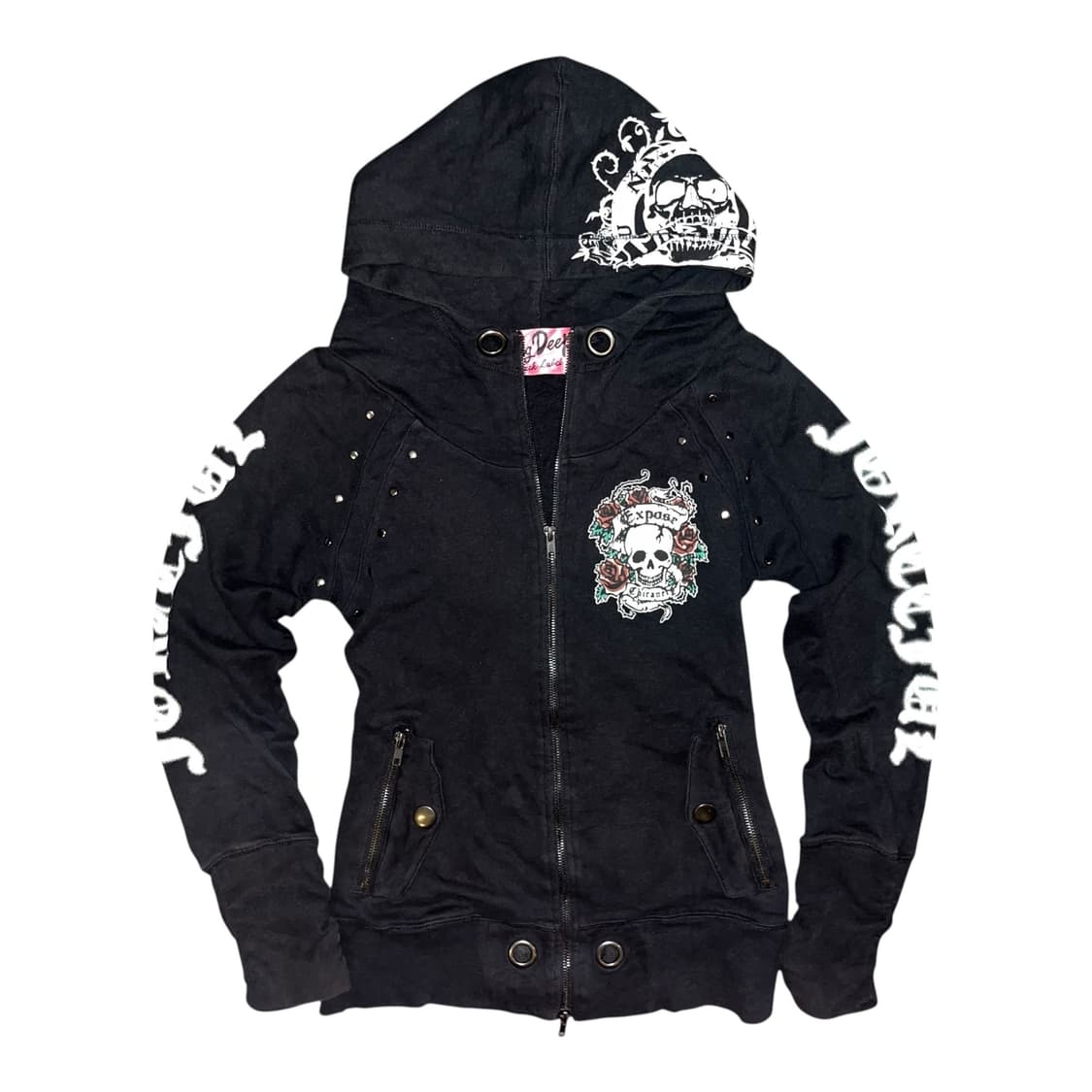 DIG DEEP 디그딥 해골프린팅 소매셔링 후드집업 펑크y2k갸루 상품이미지3