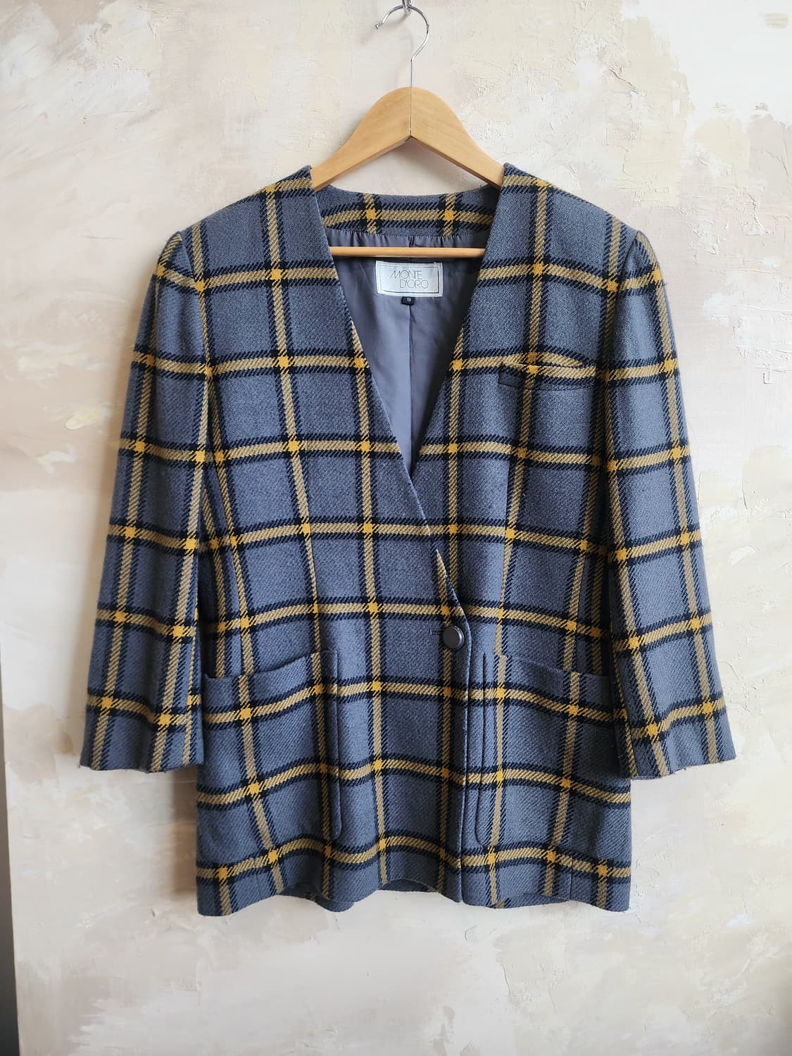 일본빈티지 체크 울 자켓 상품이미지1