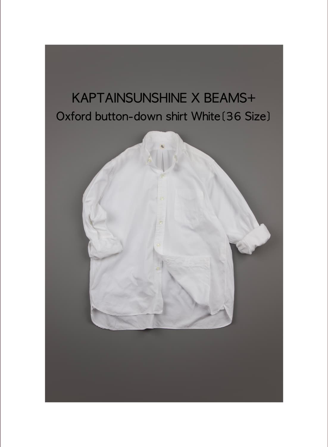 KaptainsunshineXBeams+ 옥스포드 버튼다운 셔츠 화이트 상품이미지1