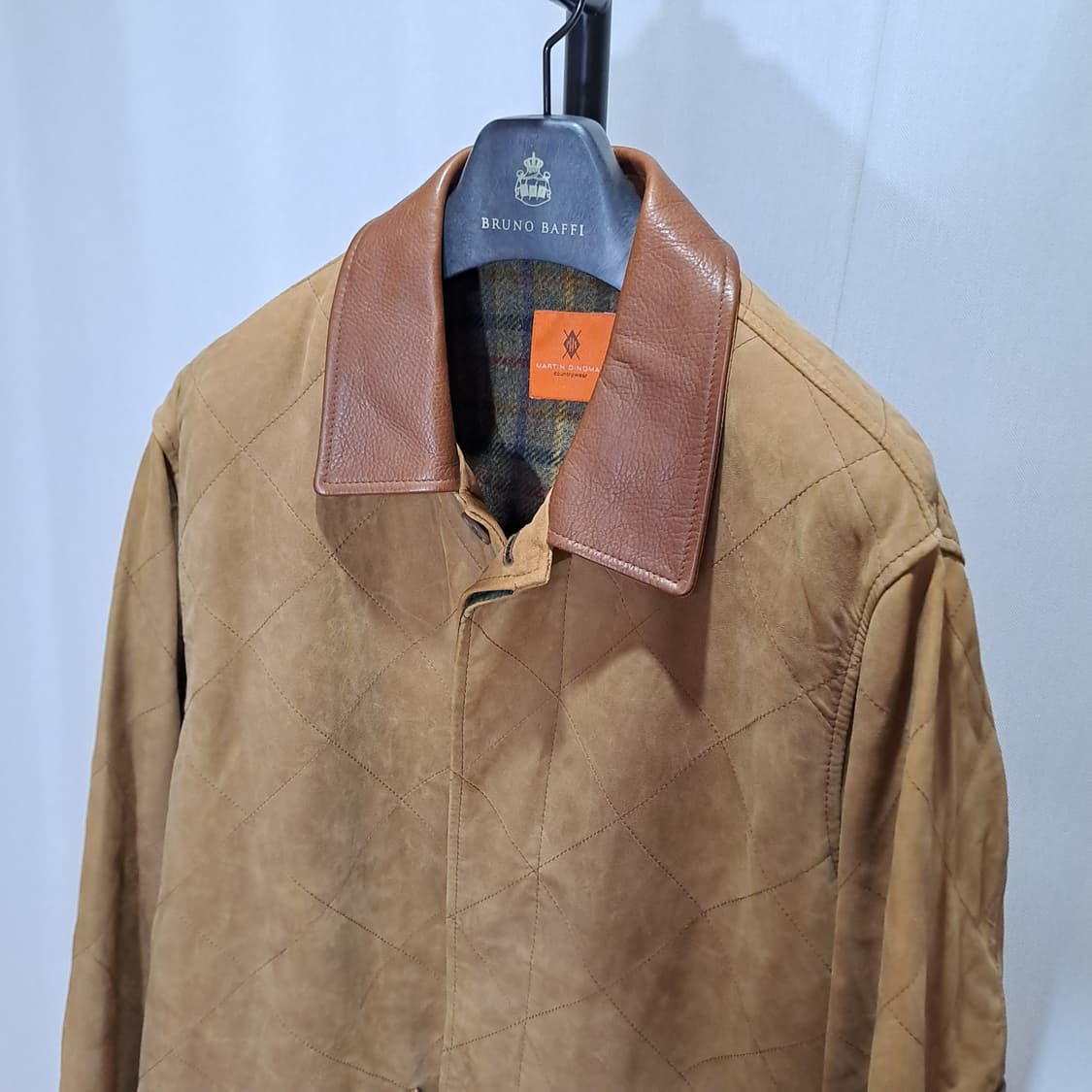 (택포) 시어링 가죽 퀼팅 자켓 잉글랜드 트위드 원단 120 B478 상품이미지2