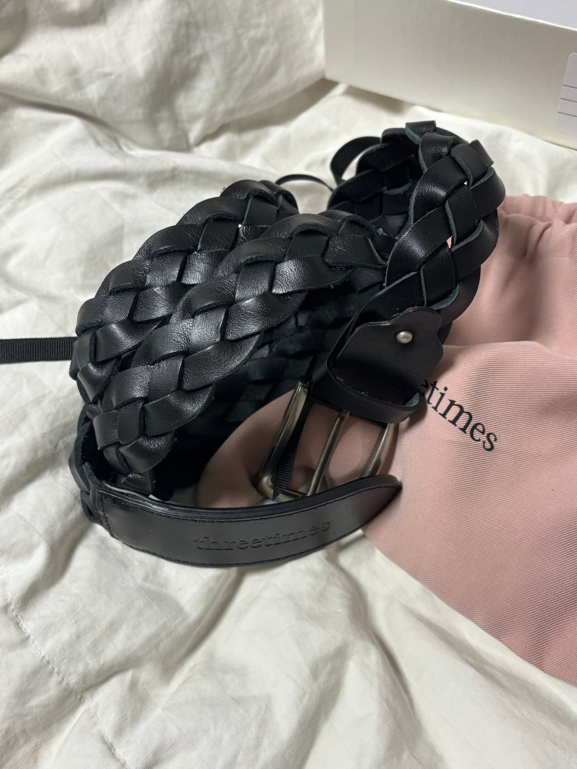 쓰리타임즈 Braid belt black M 상품이미지3