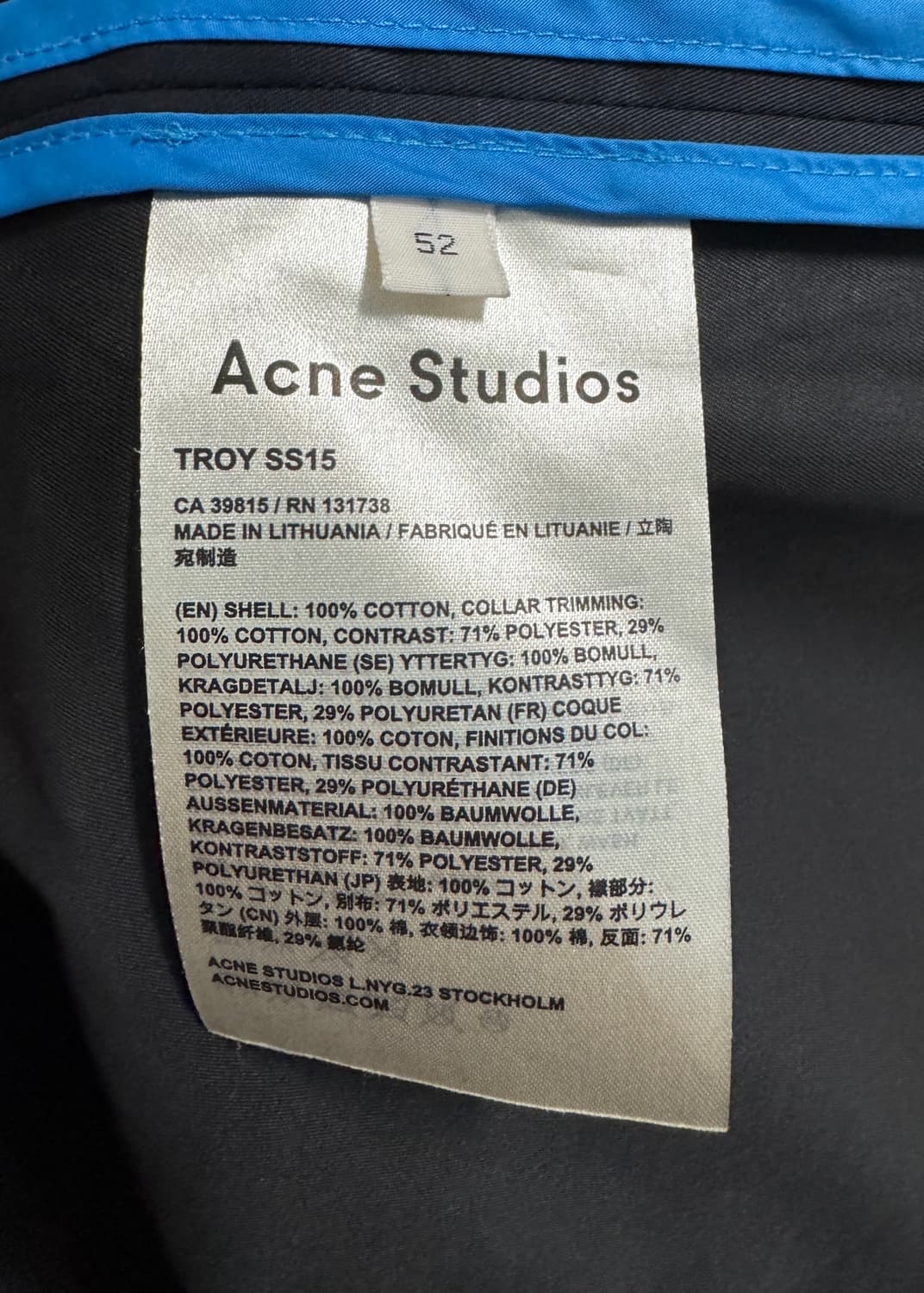 ACNE STUDIOS 아크네 스튜디오 트로이 다크네이비 레인코트 52 상품이미지9