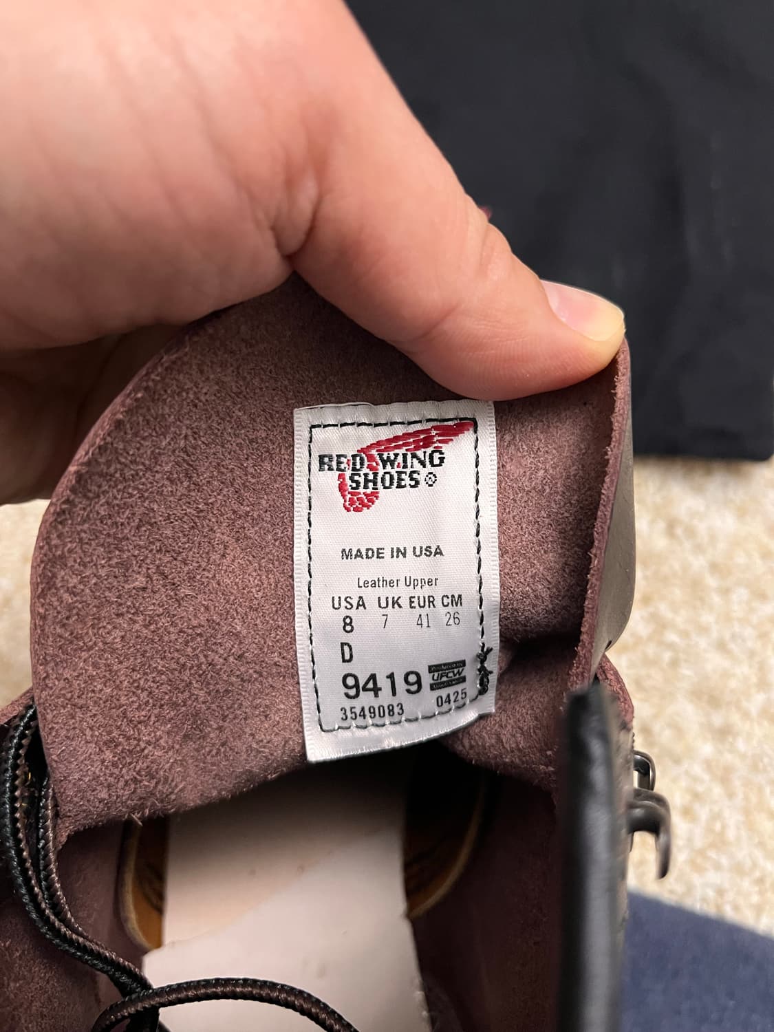 레드윙 9419 벡맨 신형 블랙체리 (8D) - 상태 좋아요  상품이미지6