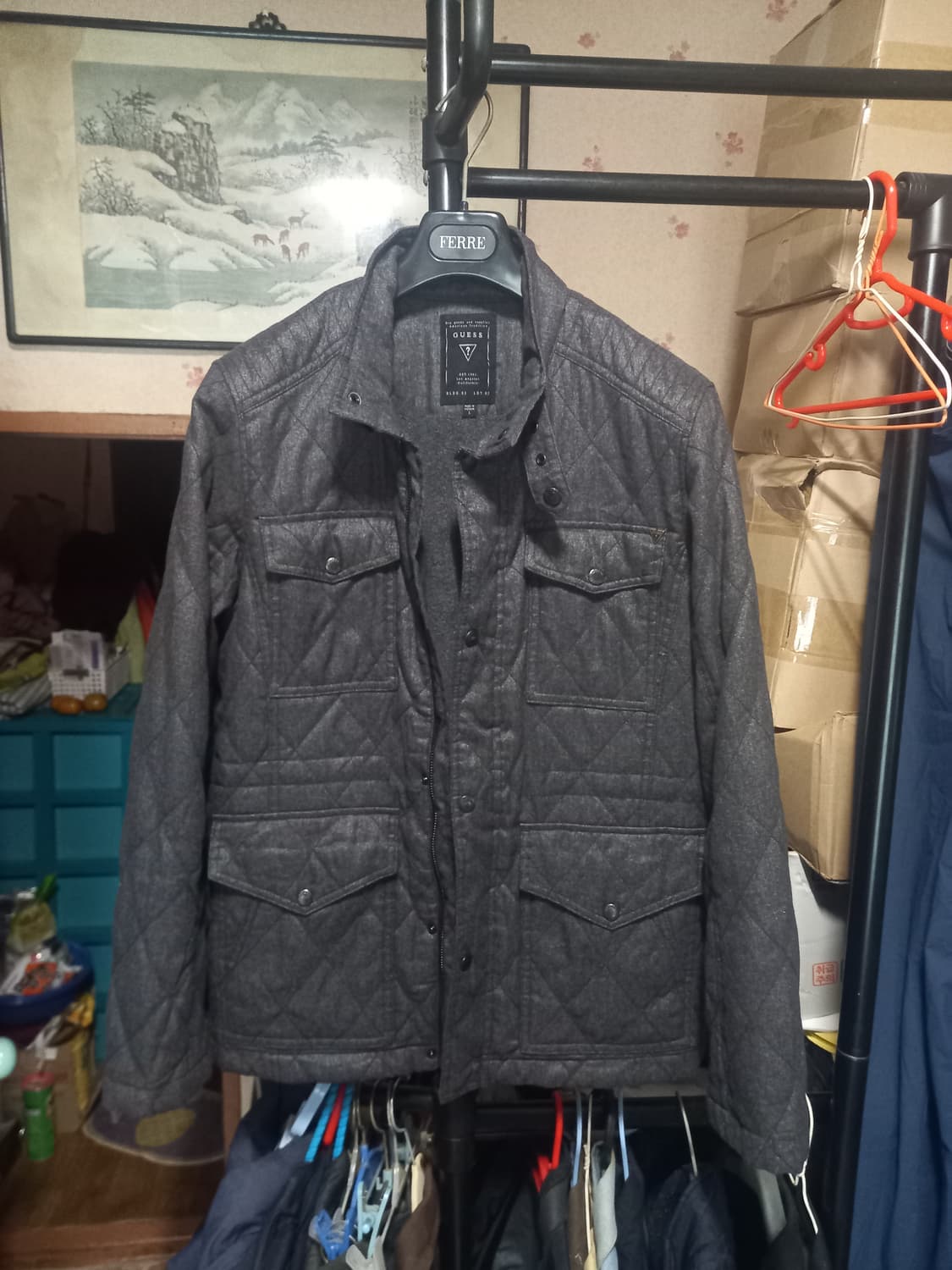 [게스]퀄팅 자켓 L(100)사이즈 그레이컬러  상품이미지3