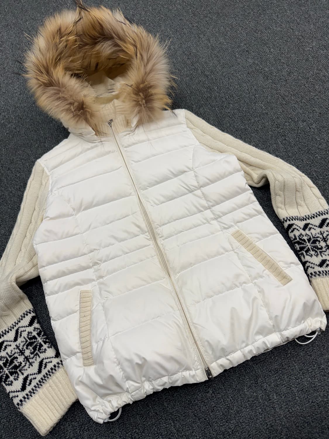 2)Japanese vintage 여성 퍼 니트 패딩 자켓 상품이미지4