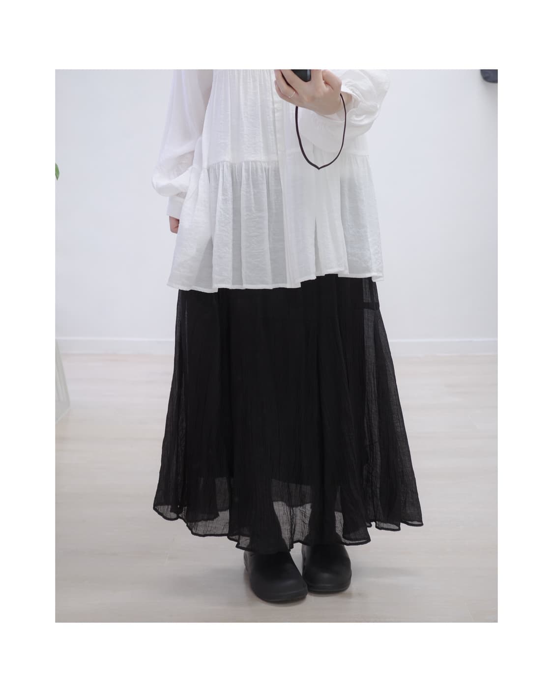 American holic black long skirt 상품이미지8