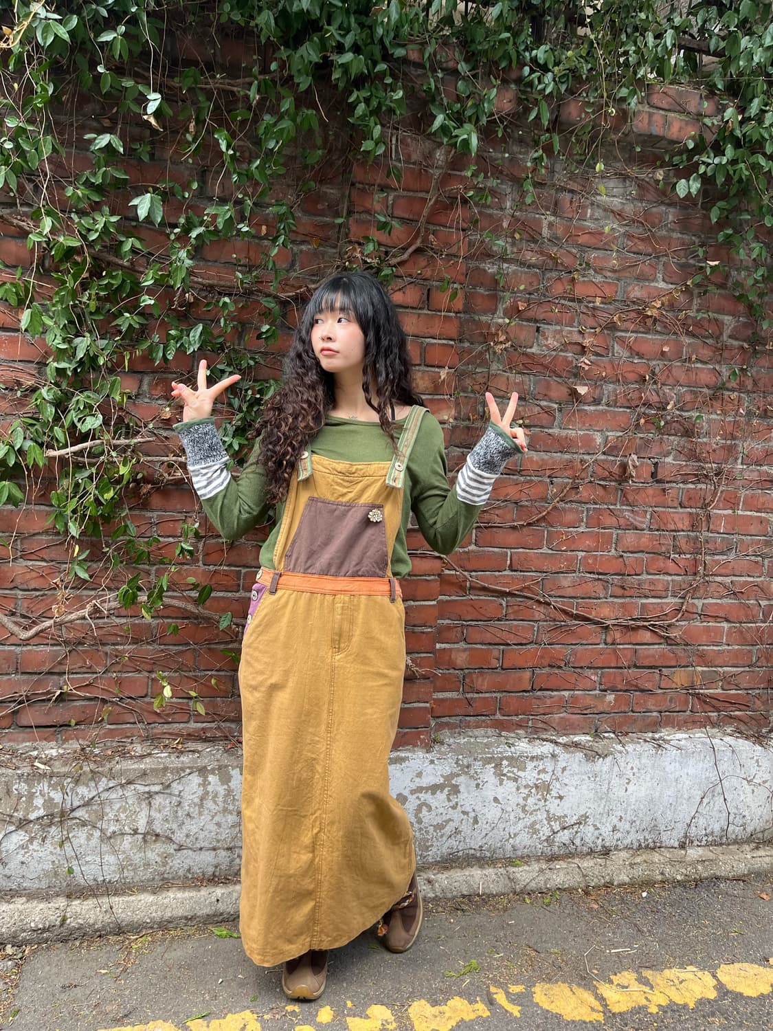 일본무드 패치 멜빵 원피스 상품이미지2