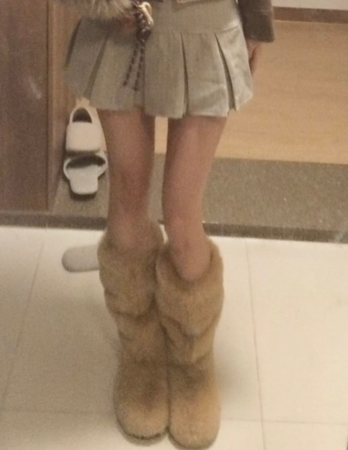 베이지 퍼부츠 통굽 롱부츠 털부츠 라떼갸루 히메갸루 상품이미지2