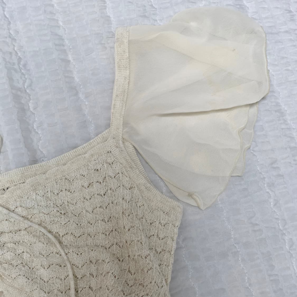 일본빈티지)라떼히메갸루 엔젤 모리걸 니트글리터 시스루 셔링 슬리브리스 상품이미지6