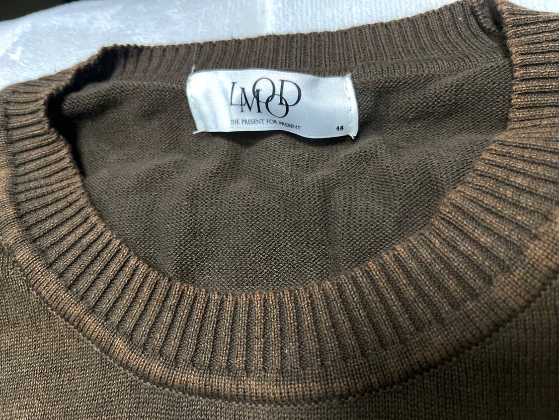 엘무드 스톤 워시드 코튼 풀오버 니트 머드 48 상품이미지4