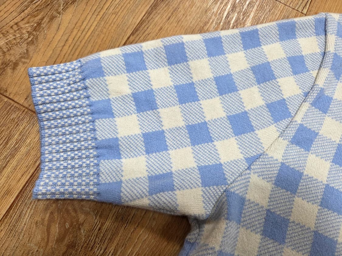 R2W 시화(SIHWA) 깅엄체크 반팔니트 55-66 새상품 상품이미지4