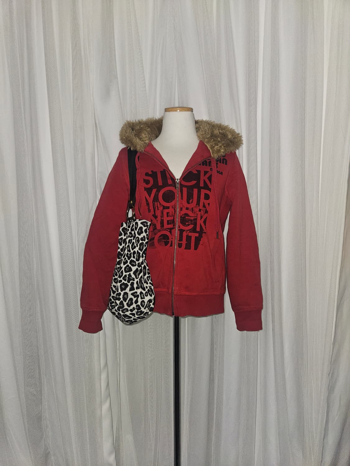 design united y2k 2000s 그런지 빈티지 퍼 트리밍 집업 상품이미지1