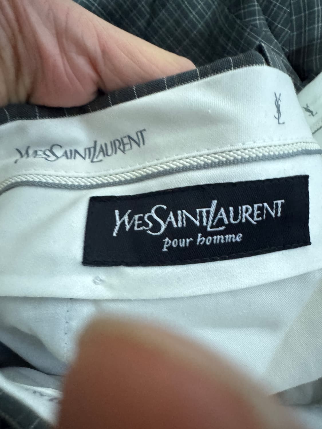 입생로랑 뿌르 옴므 YSL 체크 슬랙스 팬츠 카키 40인치 상품이미지5