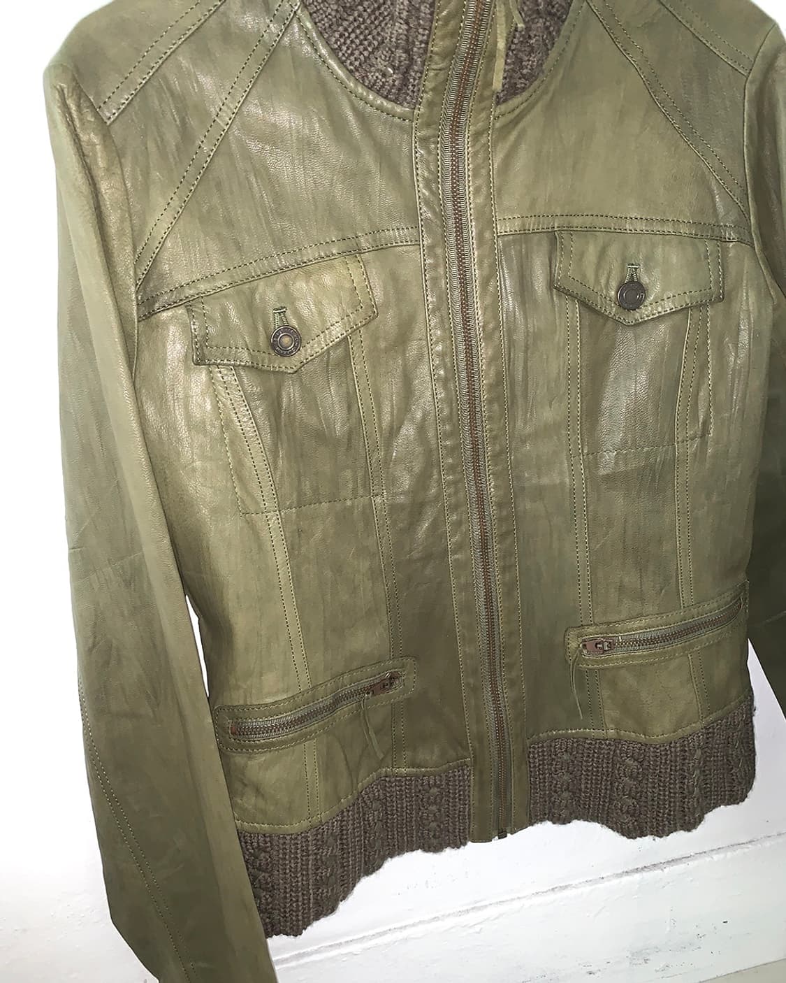 Khaki goatskin leather jacket 상품이미지9
