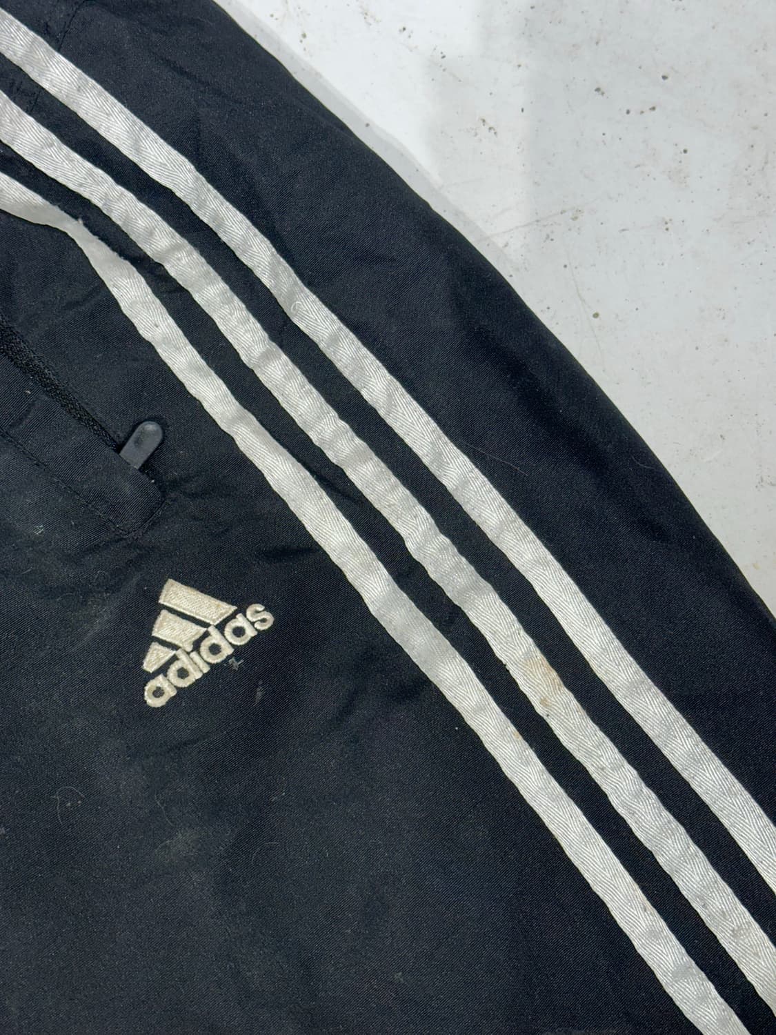 00s 아디다스 블랙 화이트 삼선 스몰 로고 와이드 트랙 팬츠 95 상품이미지6