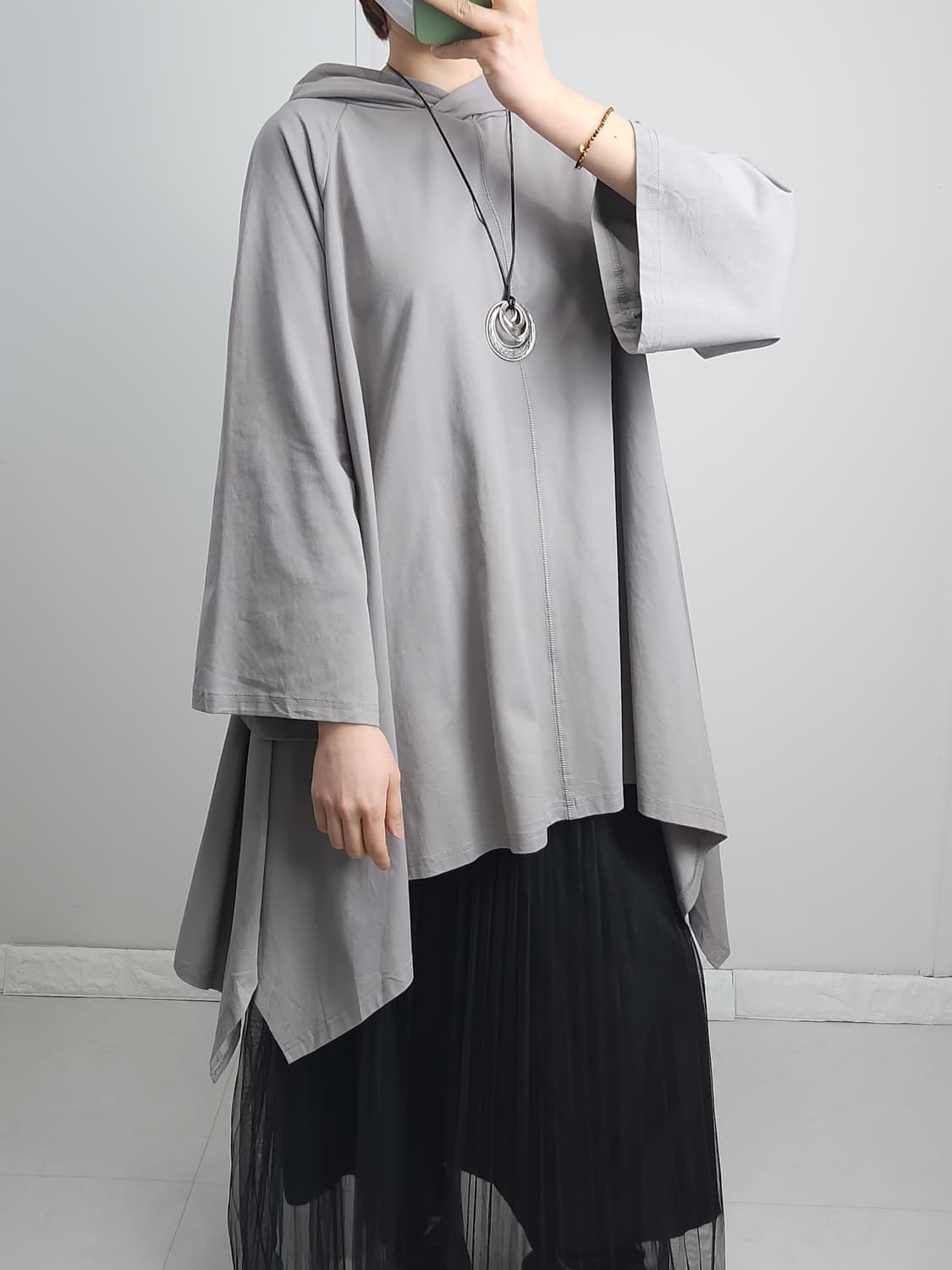 (BITTOKO)언발 후드 롱 탑 상품이미지2