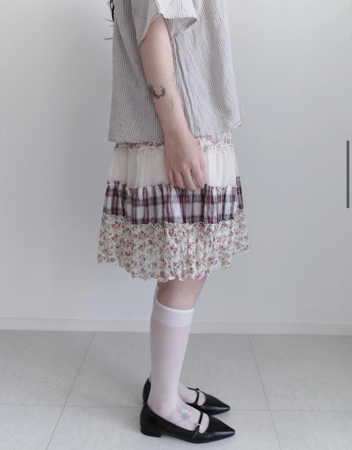 check flower skirt 상품이미지2